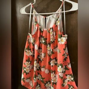 Flowy tank top, coral color, floral, size medium